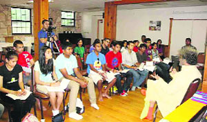 Shantikunj head Pranav Pandya at a recent discussion on Indian spirituality and culture with students in Texas, USA.