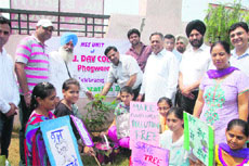 Kapurthala Deputy Commisioner DS Mangat plants a sapling at DAV College.