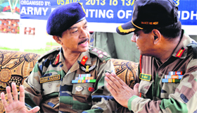 Brig Udai Yadav, Deputy Director General (Punjab and J&K), discusses a point with an officer.