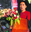 Aung San Suu Kyi in Yangon on Thursday.  AFP