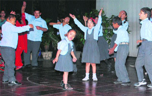 Differently abled childern perform a dance at a show organised by NGO Ibadat in Amritsar on Friday.