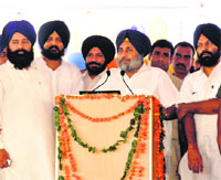 Deputy CM Sukhbir Badal in Muktsar on Friday.