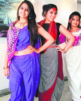 Girls show colourful attires at a talent hunt contest in Jalandhar on Saturday