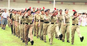 NCC cadets rehearse for Independence Day parade at Guru Gobind Singh Stadium in Jalandhar