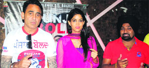 Singer-actor Sarabjit Cheema and debutante actor Anisha Pooja in Ludhiana for the promotion of their upcoming Punjabi movie Punjab Bolda. 