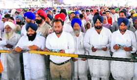 Newly elected panchayat members take oath at a ceremony in Ferozepur on Saturday.