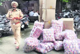 The duplicate Kurkure seized by the police at Phase I in Mohali on Sunday