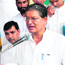 Union Minster for Water Resources Harish Rawat at Damkoti state guest house in Haridwar on Sunday. 