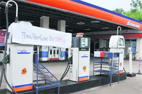 A view of a closed petrol pump at Gandhi Nagar in Jammu