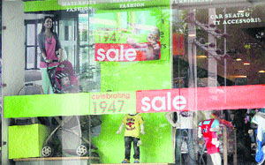 Sales being organised to celebrate Independence Day at a shopping store in Jalandhar. 