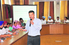  A meeting to discuss the City Development Plan under way at the office of the Municipal Corporation, Bathinda, on Monday. 