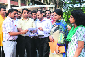Candidates of the Devinder group and their supporters canvass for the PUTA elections on Monday. 