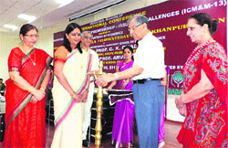 Prof GK Chadha inaugurates an international conference on micro-entrepreneurship at the BPS Women University, Khanpur Kalan,