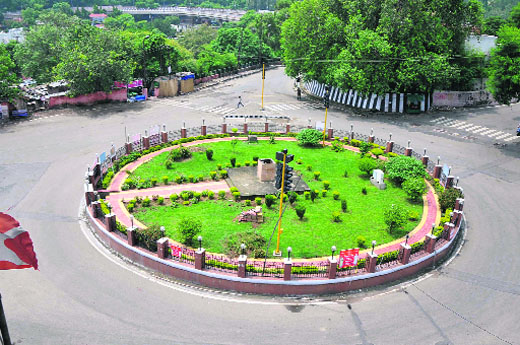 The Indira Chowk wears a deserted look