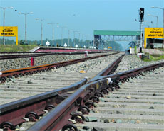 Anantnag railway station wears a deserted look on Monday. 