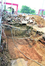 Construction work underway at Ludhiana railway station.
