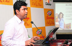 An official from Dabur India briefs the media about the Real Dil se Dua campaign in Ludhiana on Monday. 
