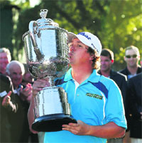 Jason Dufner kisses the Wanamaker trophy after winning the PGA Championship on Sunday. 
