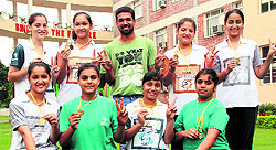 The team from Chitkara International School in a jubilant mood after winning the inter-school fencing competition in Chandigarh