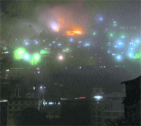 A night view of Shimla after rain. 