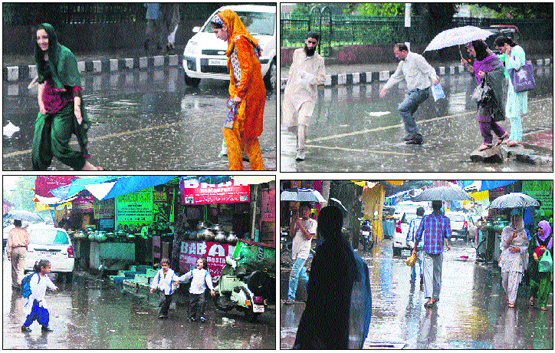 People got respite from heat in Srinagar, as rains lashed the city on Tuesday.