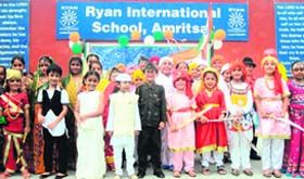 Students of Ryan International School  celebrate Independence Day in Amritsar on Wednesday