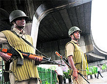 Security personnel keep vigil in Jammu on Wednesday