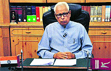 Governor NN Vohra addresses people on the eve of Independence Day in Srinagar on Wednesday