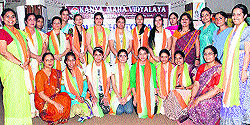 Students and staff of KMV College celebrate in Jalandhar