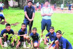 RIMC cadets plant saplings on the occasion of Independence Day on their campus in Dehradun on Thursday. A Tribune photograph