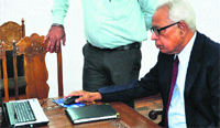 Governor NN Vohra launches the website of the 101st session of the Indian Science Congress website through video conferencing on Friday. A Tribune photograph