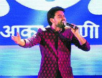 A singer performs during the launch of FM Gold Radio in Ludhiana. Tribune photo: Himanshu Mahajan