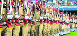 Policemen during a guard of honour