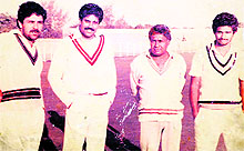 DP Azad with Yograj Singh, Kapil Dev and Chetan Sharma