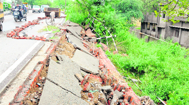 The portion of the Rigo Bridge which has collapsed in Amritsar on Saturday. Photo: Vishal Kumar 