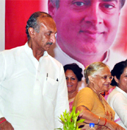 Delhi Chief Minister Sheila Dikshit with DPCC president Jai Prakash Agarwal during the Delhi Mahila Convention in New Delhi on Saturday.