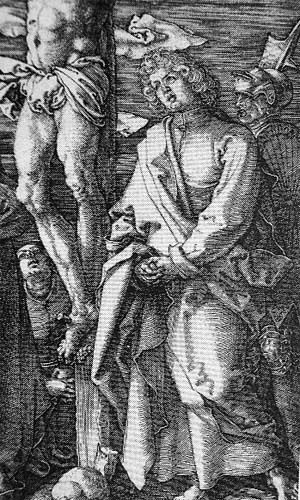 Crucifixion, with St. John standing (detail). Engraving, dated 1511. By Albrecht Durer. The Metropolitan Museum of Art, New York