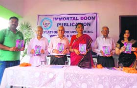 Dignitaries at a book launch function in Dehradun on Sunday