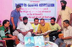 The next of kin of prisoners of war and spies meet at the house of Jammu Ex-Sleuths' Association president Vinod Sawhney in Jammu