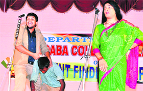 Students of Doaba College participate in a talent hunt programme in Jalandhar on Saturday.