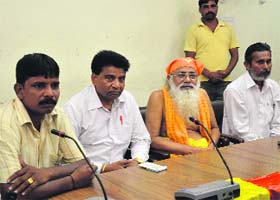 Activists of Bhartiya Valmik Aad Dharam Samaj during a meeting at Circuit House