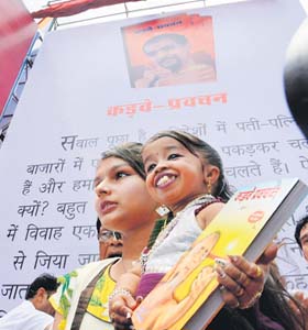 World's shortest living woman Jyoti Amge during the launch the World Longest Book Kadve Pravachan in Jaipur on Sunday