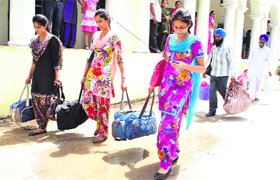 A new start: Students shift to a newly built hostel for girls at Government Mohindra College in Patiala on Sunday.