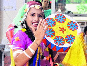 A girl performs a traditional folk dance at a function in Bathinda on Monday.