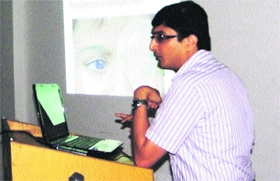 Dr Amit Gupta addresses Bathinda Ophthalmological Society in Bathinda on Monday.