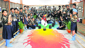 Students at the inauguration of the photography exhibition, The Shutterbugs, at DAV School in Bathinda.