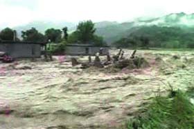 A file photo of the flood water in Rajouri