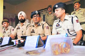 SSP Sanjay Gupta addresses mediapersons in Jammu on Sunday