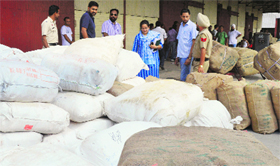 The consignments seized by the mobile wing of the Excise and Taxation Department at the railway station in Ludhiana on Monday.