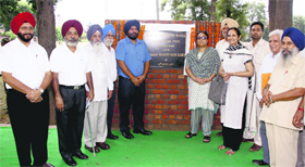 Parneet Kaur Kairon during the stone-laying ceremony of the Indoor Shooting Range and Gymnasium Hall at GHG Khalsa College, Gurusar Sadhar.